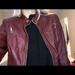 Faux leather red jacket